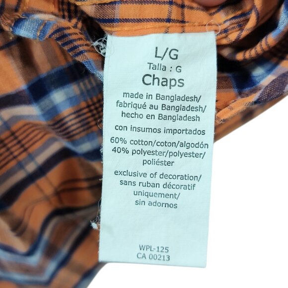 Chaps Men's Size Large Short Sleeve Cotton Easy Care Button-Front Shirt - Picture 5 of 5